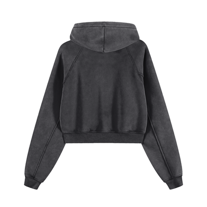 Ladies Snow Washed Cropped Hoodie