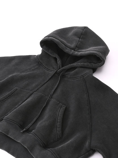 Ladies Snow Washed Cropped Hoodie
